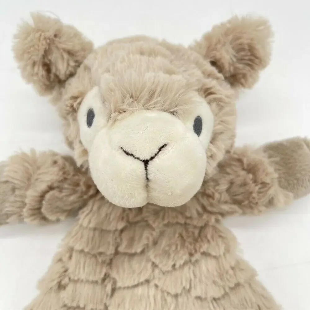 Demdaco Alpaca Llama Soft Brown Lovey Rattle Security Blanket Tan Light Plush